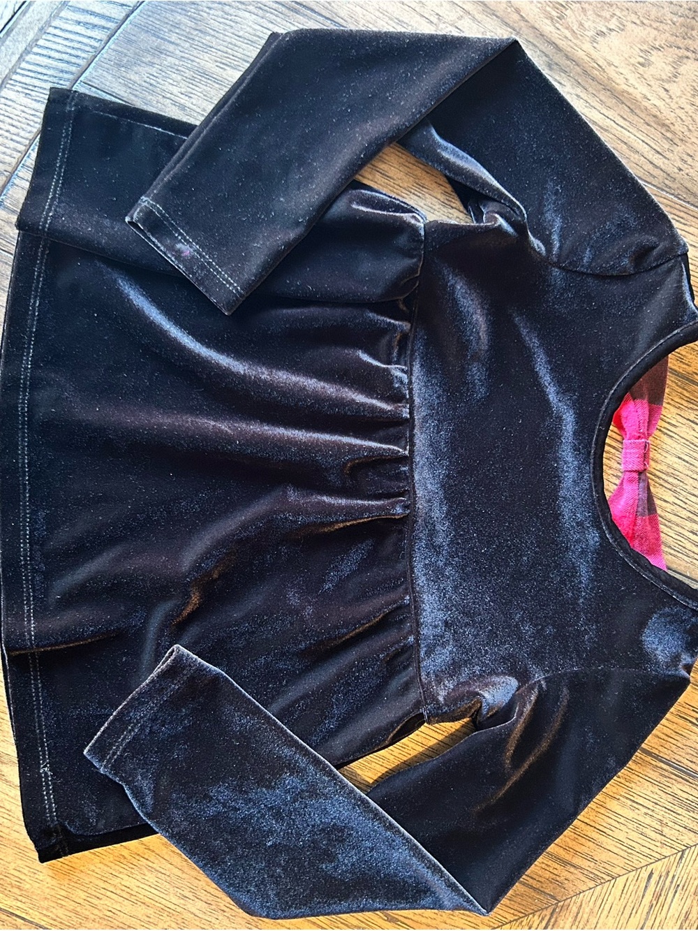 The Children's Place Black Velvet Long-Sleeve Peplum Top